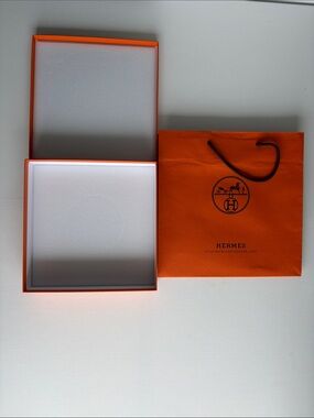 Hermes Orange Box and Shopping Bag Set